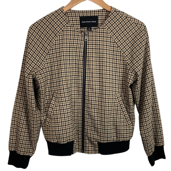 Who What Wear Houndstooth Bomber Jacket - Picture 2 of 13